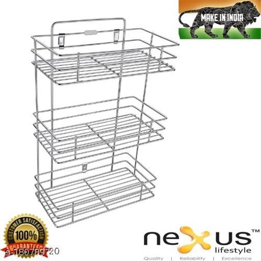 3-Tier Wall-Mount Stainless Steel Storage Rack