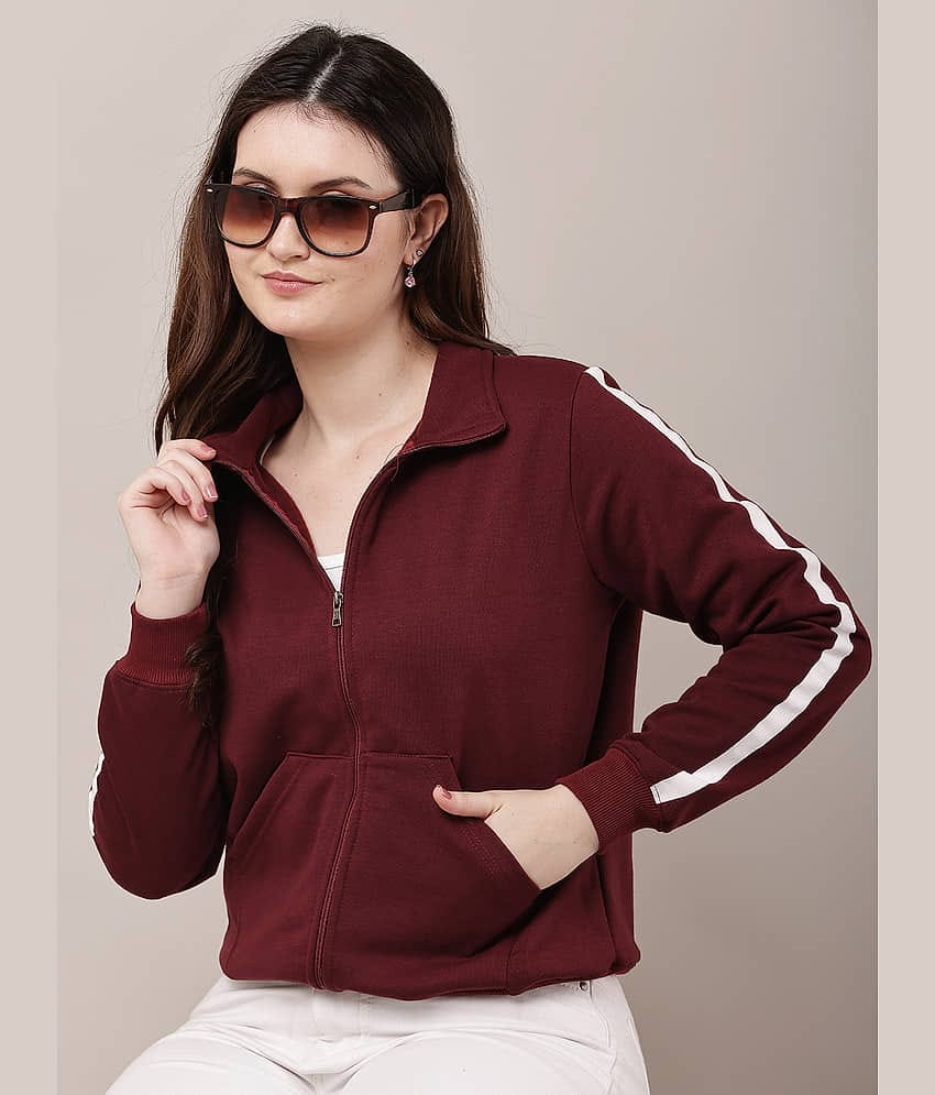 RAABTA FASHIION Women Shirt Collar Regular Jacket ( Maroon )