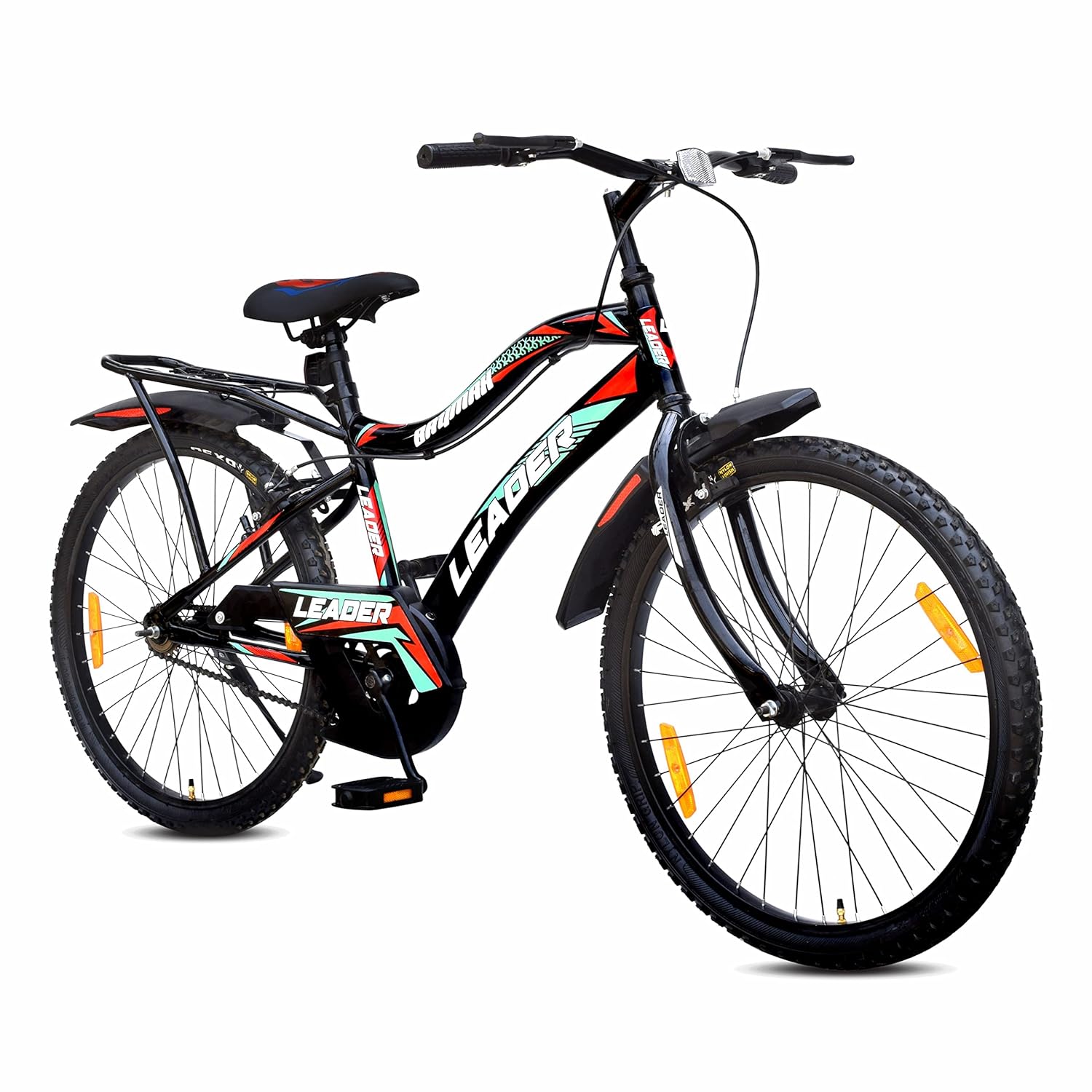 Leader Baymax 26T IBC MTB Cycle With Carrier Single Speed For Men 26 T Hybrid Cycle/City Bike (Single Speed, Black)