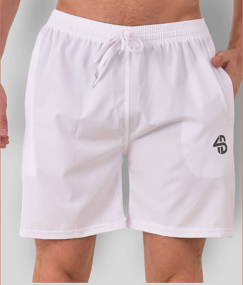 Forbro White Polyester Fitness Shorts Single