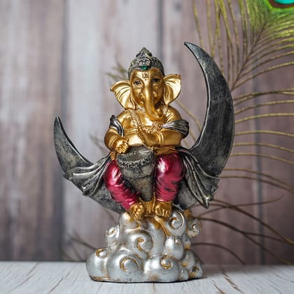 Craftlayout Resin Ganesha Idol Sitting On Chand 7.87 Inch Craftlayout Resin Ganesha Idol Sitting On Chand 7.87 Inch