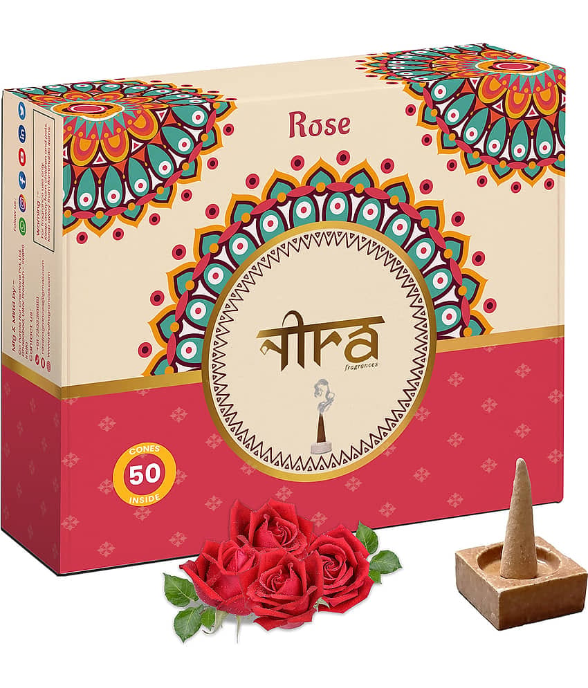Nira Fragrances Incense Dhoop Cone Rose 50 Pieces ( Pack of 1 )