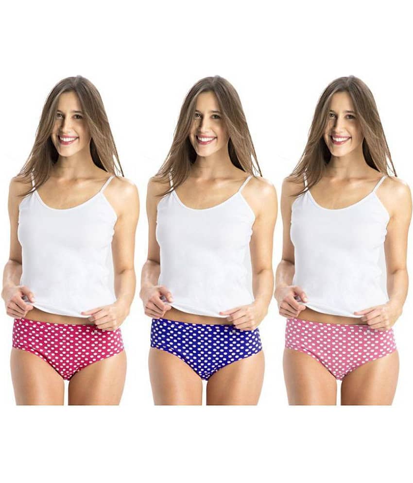 Jockey - Multicolor Cotton Blend Printed Women's Hipster ( Pack of 3 )