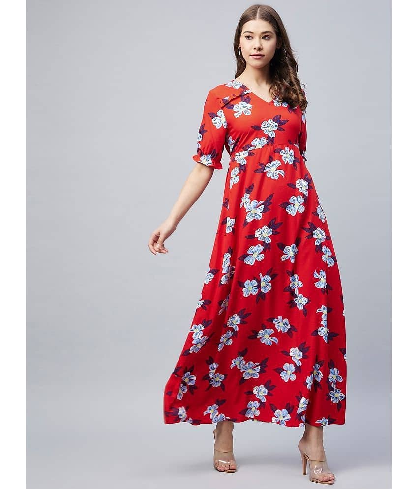 StyleStone Women Rayon A-line Dress ( Red )