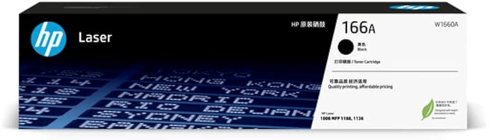 HP 166A (W1660A) Black LaserJet Toner Cartridge for HP Laser 1008a, 1008w, HP Laser MFP 1188a, 1188w, 1188nw Printers