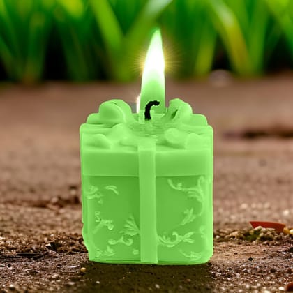 SS Enterprise Organic Soy Wax Gift Shape Candle, Scented, Aromatic Fragrance, Smoke-Free Pillar Candle, Green, Pack of 1