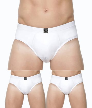 Inner Element Pack of 3 Cotton Briefs For Men's ( White )