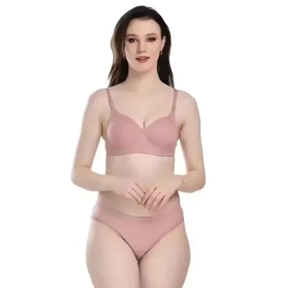 TheLingerieDoctor - Bra & Panty Set Solid Pink Lingerie Set (Pack Of 1)