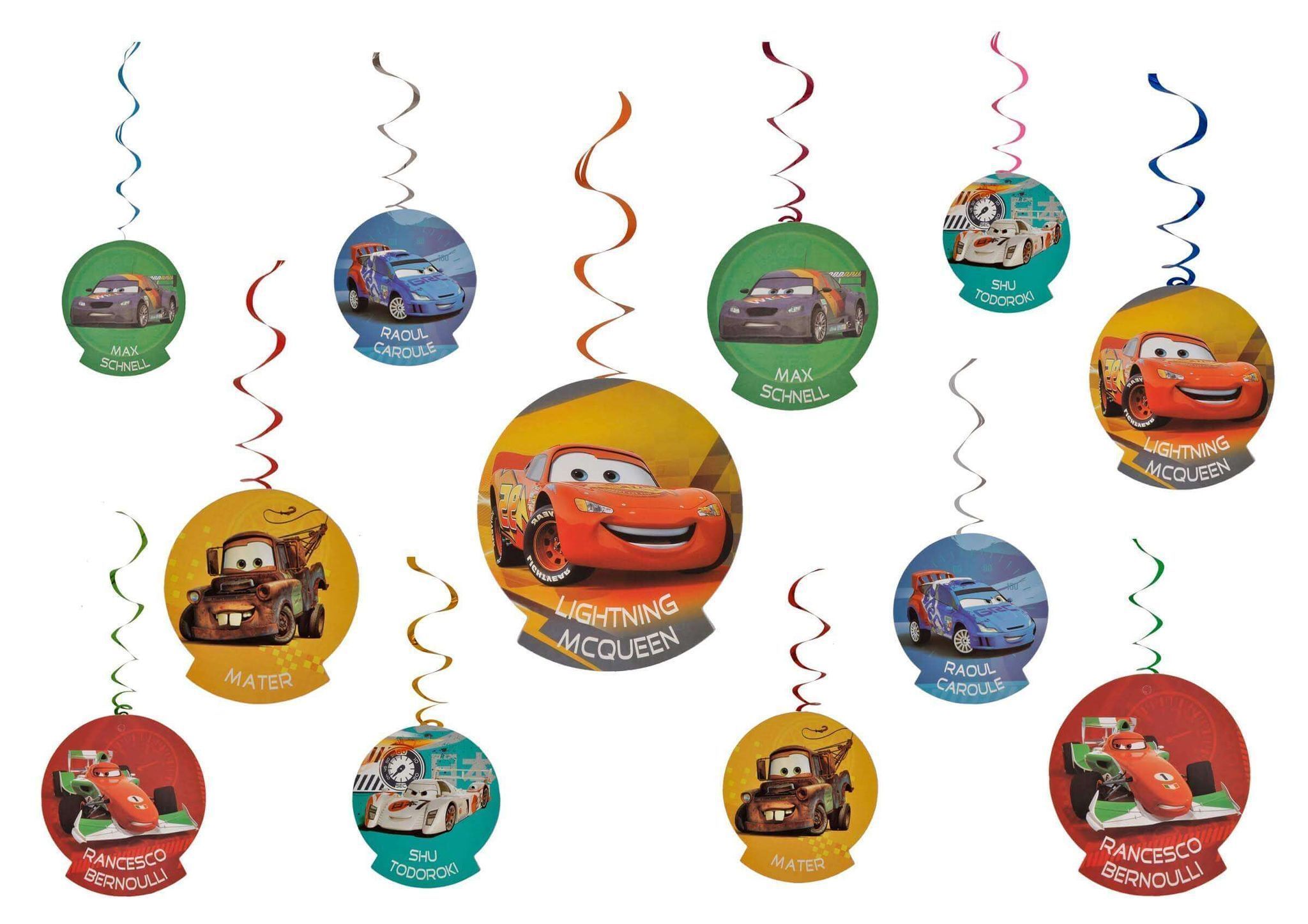 Wanna Party Mcqueen Cars Swirl Decoration - 12PC