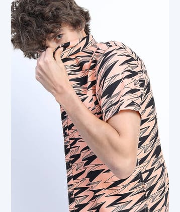 Ketch 100% Cotton Slim Fit Printed Half Sleeves Men's Casual Shirt - Pink ( Pack of 1 )