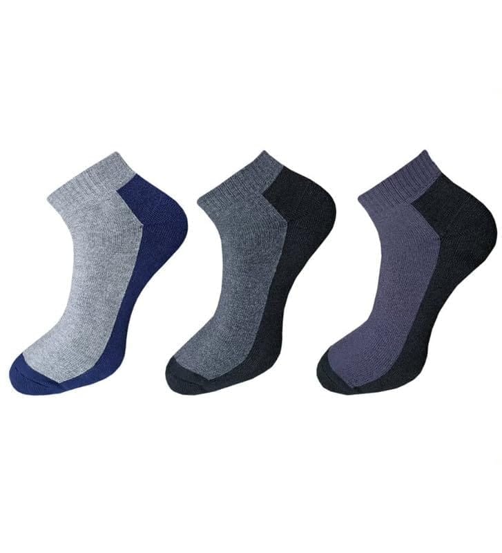 3_Pair Set Unisex Casual Cotton Solid Ankle Length Socks (Multicolor)-PID54081
