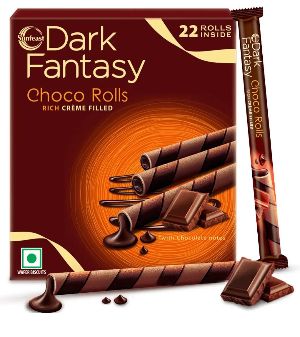 Sunfeast Dark Fantasy choco Rolls, Cruncy Wafer Rolls