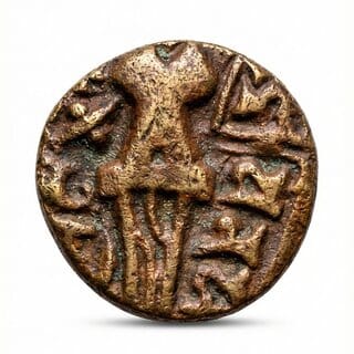 Elephant Engraved Ancient India Old copper Rare Small Coin