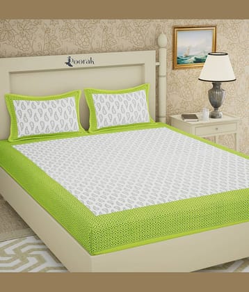 Poorak Cotton 1 Double Bedsheet with 2 Pillow Covers ( Green )