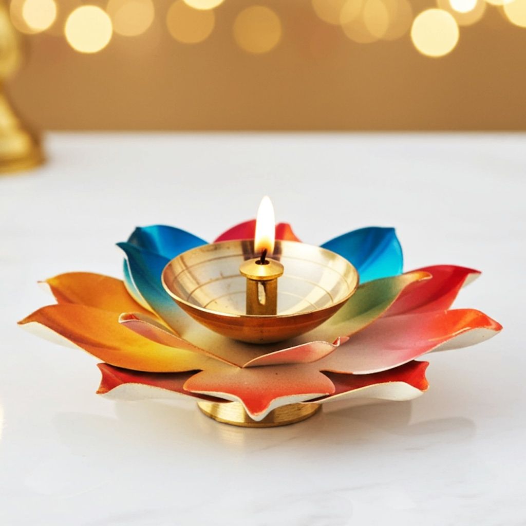 Brass Decorative Colourful Deepak (ZMAS567 C)