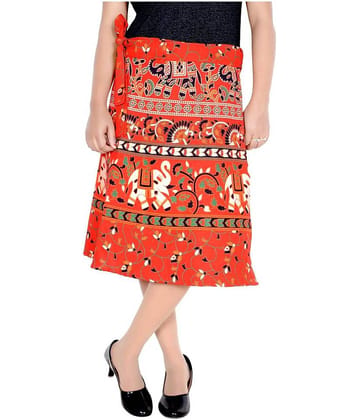 Sttoffa Cotton Wrap Skirt - Orange