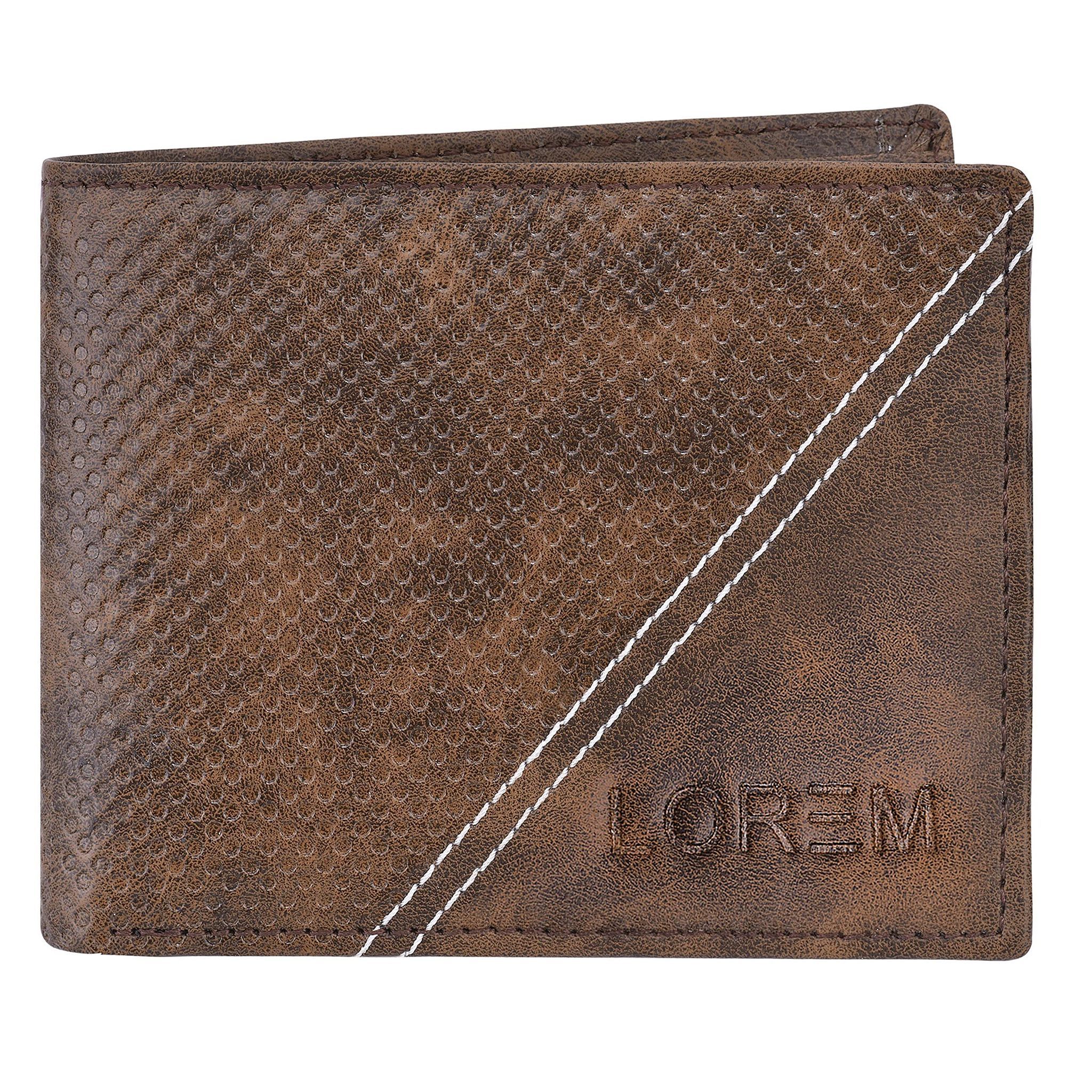 LOREM 3D Emboss Dots Bi-Fold Faux Leather 4 ATM Card Slots Wallet for Men-UF