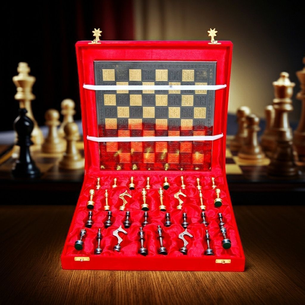 Brass Chess Decorative Game Set, Height : 4 Inch (BSMAS363 I)