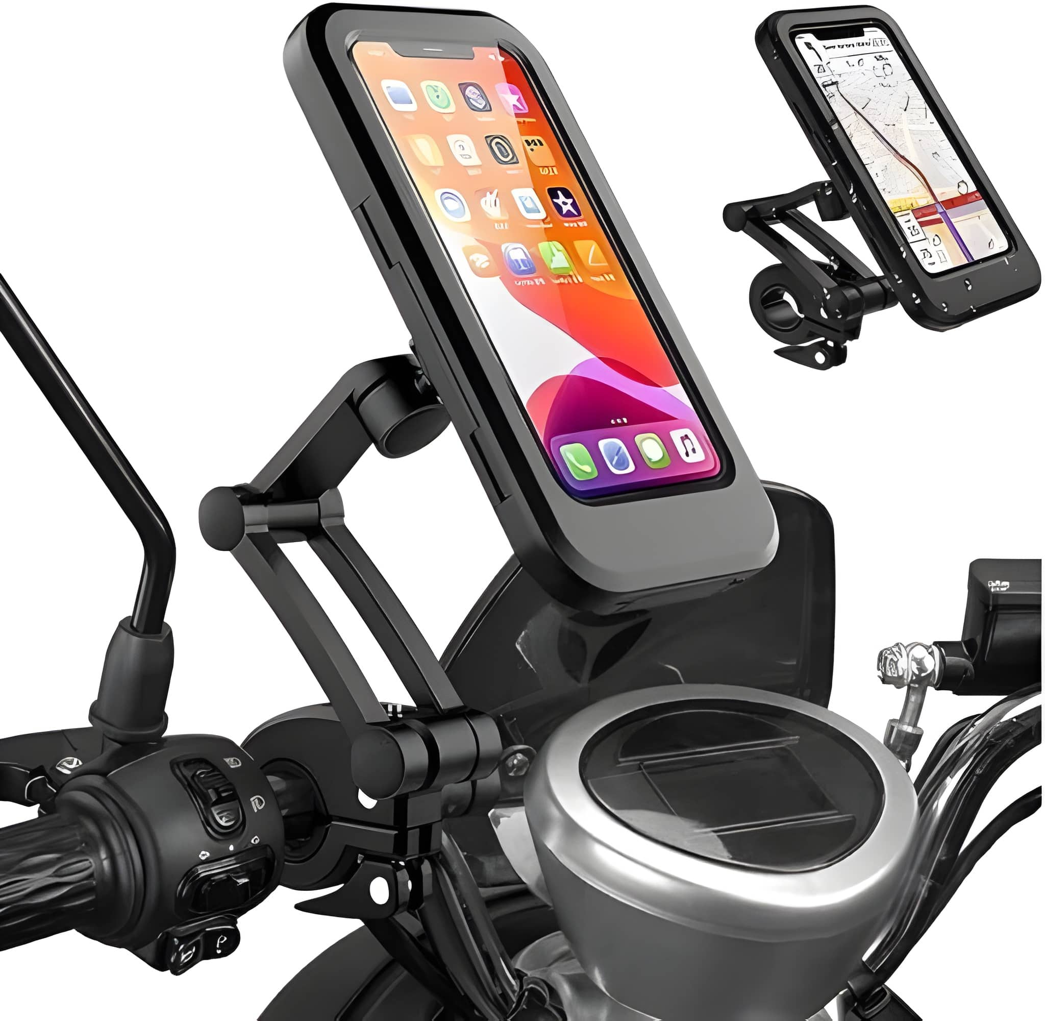 Heavy Duty Universal Waterproof Bike Phone Mount Holder | 360° Rotatable Touch-Screen Bicycle & Motorcycle Phone Holder | Waterproof Mobile Case Compatible with Most Smartphones