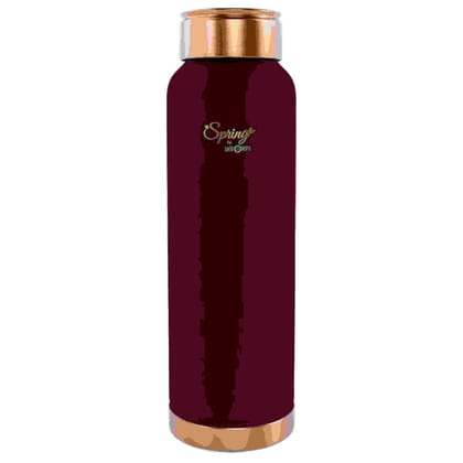 LA'FORTE Pure Copper Water Bottle with Leak Proof Lid, Premium Silicone Coating (1000 Ml) Maroon