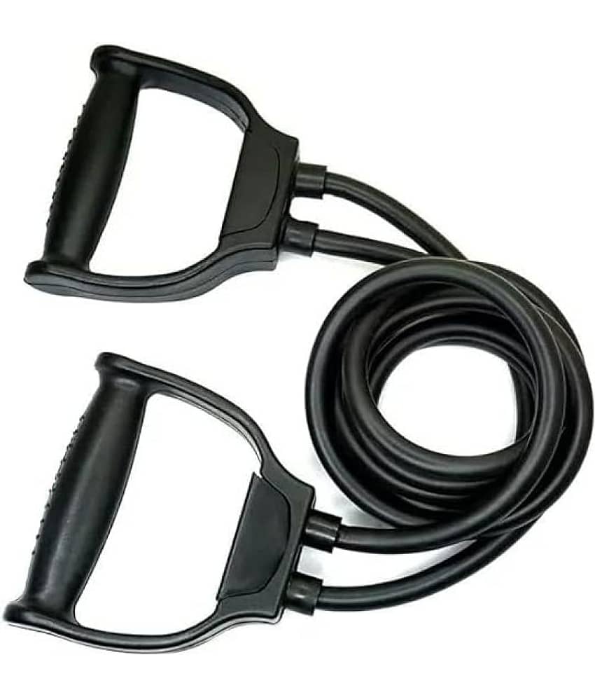 Toning Tube Latex Exerciser Double Resistance Heavy Quality Pull Rope Elastic Rubber Exercise Band for Stretching, Workout Workout, Home Gym and with Grip (Multicolor), Pack of 1