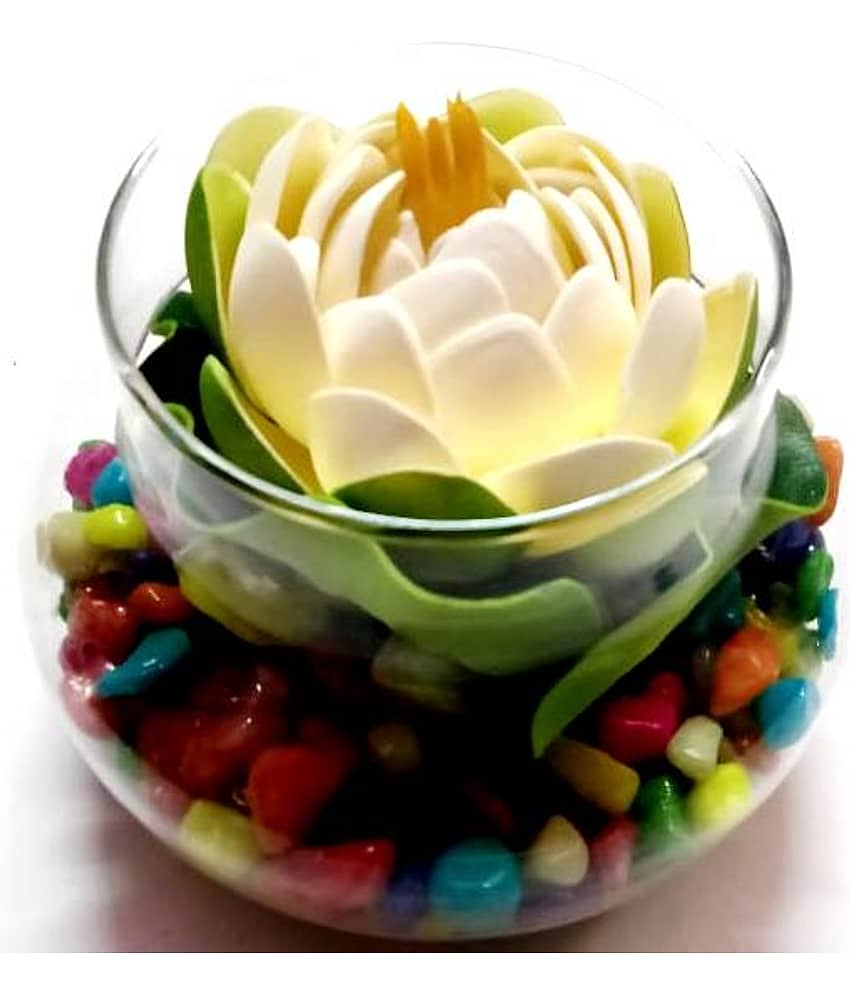 Green plant indoor Lotus White Flowers With Pot - Pack of 1