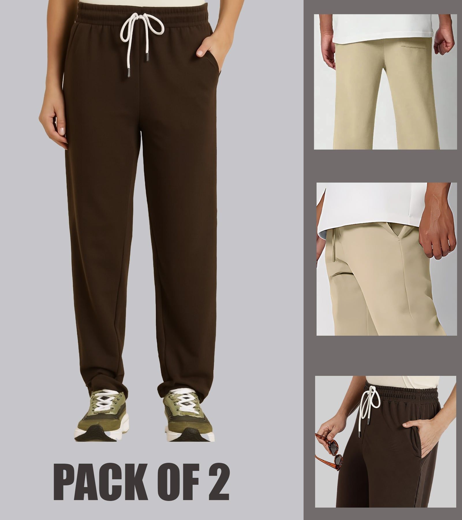 Pack Of 2 Joggers : Brown and Beige