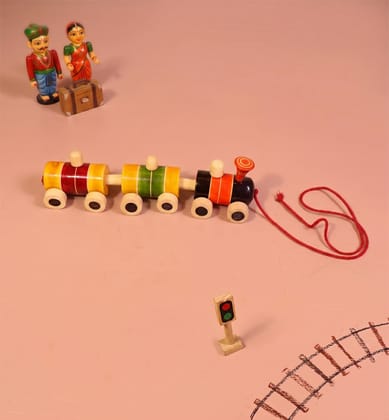 Handcrafted Wooden Pull-Along Train Toy Handcrafted Wooden Pull-Along Train Toy