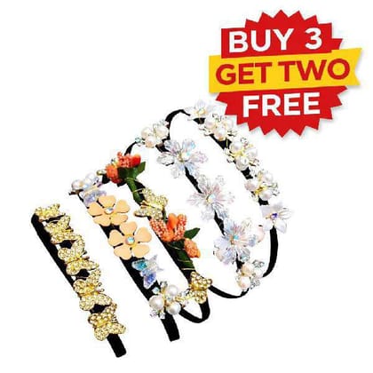 Premium Multicolor Hair Bands for Girls and Women Buy 3 Get 2 Free