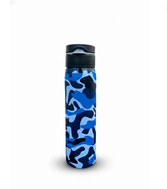 GangaH2O Ganga H2O Camouflage Sporty Bottle 500 ml Stainless Steel Bottle (Pack of 1, Blue)