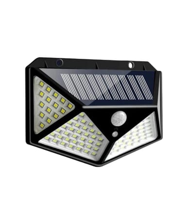 100 LED Solar Wall Light with 5.5V Panel BIS Approved 800mAh Battery 120° Wide Angle Wireless Motion Sensor IP65 Rated Security Lamp for Yard Fence Decor (Pack of 1, Cool White)