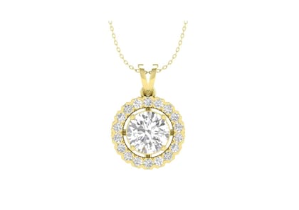 Round Halo Solitaire Necklace