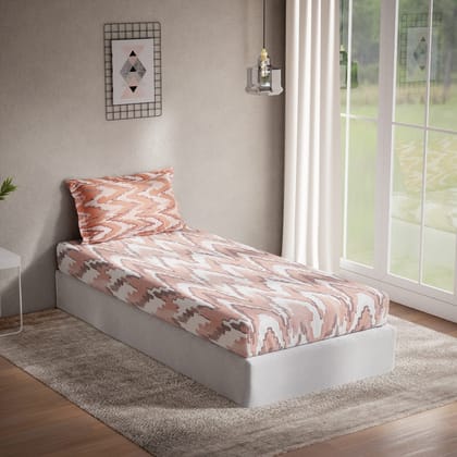 DDECOR - Alpha Collection 100% Cotton Abstract Pattern 144 TC Single Bedsheet|152 CM X 224 CM| - Orange