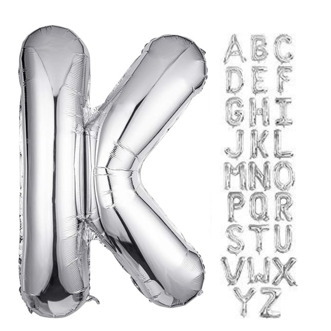 16 Letter K Silver Balloon