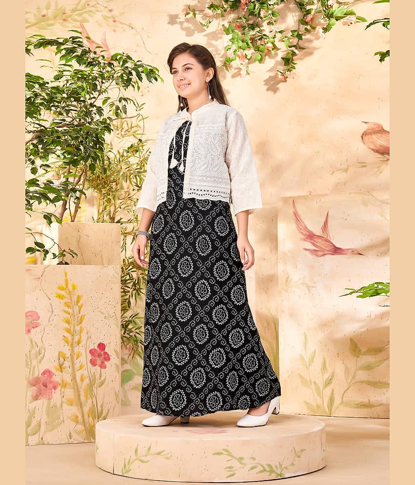 Aarika Cotton Gown For Girls ( Pack of 1 , Black )