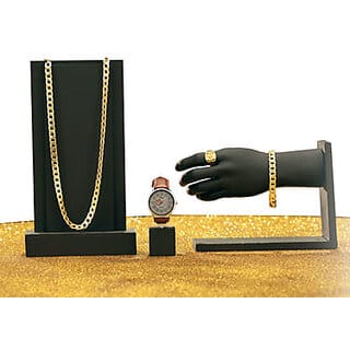 Combo Set For Men| Golden Chain, Bracelet & Ring With Free Stylish Watch | Fashion Party Wear Accessories Gift Set