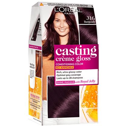 Loreal Paris Casting Creme Gloss Hair Colour, 87.5 G + 72 Ml 316 Burgundy Loreal Paris Casting Creme Gloss Hair Colour, 87.5 G + 72 Ml 316 Burgundy