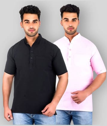 DESHBANDHU DBK - Multicolor Cotton Men's Shirt Style Kurta ( Pack of 2 )