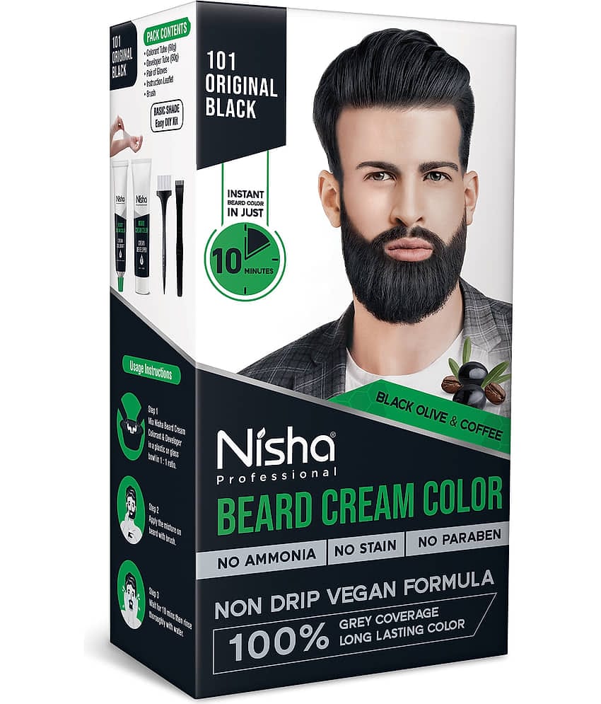 Nisha Beard Colour for Men Original Black 120g, Ammonia Free Beard Hair Color, Professional Beard Cream Hair Color Black