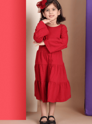 Girls Pure Cotton Sleeve A-Line Dress Girls Pure Cotton Sleeve A-Line Dress
