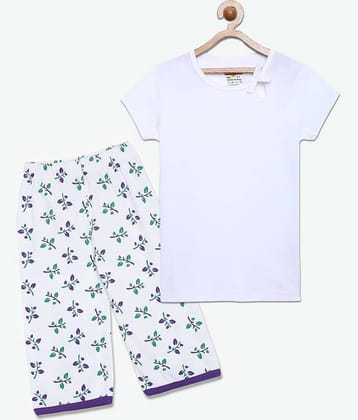 Sini Mini Pack of 1 Girls Cotton Top With Capris ( White )
