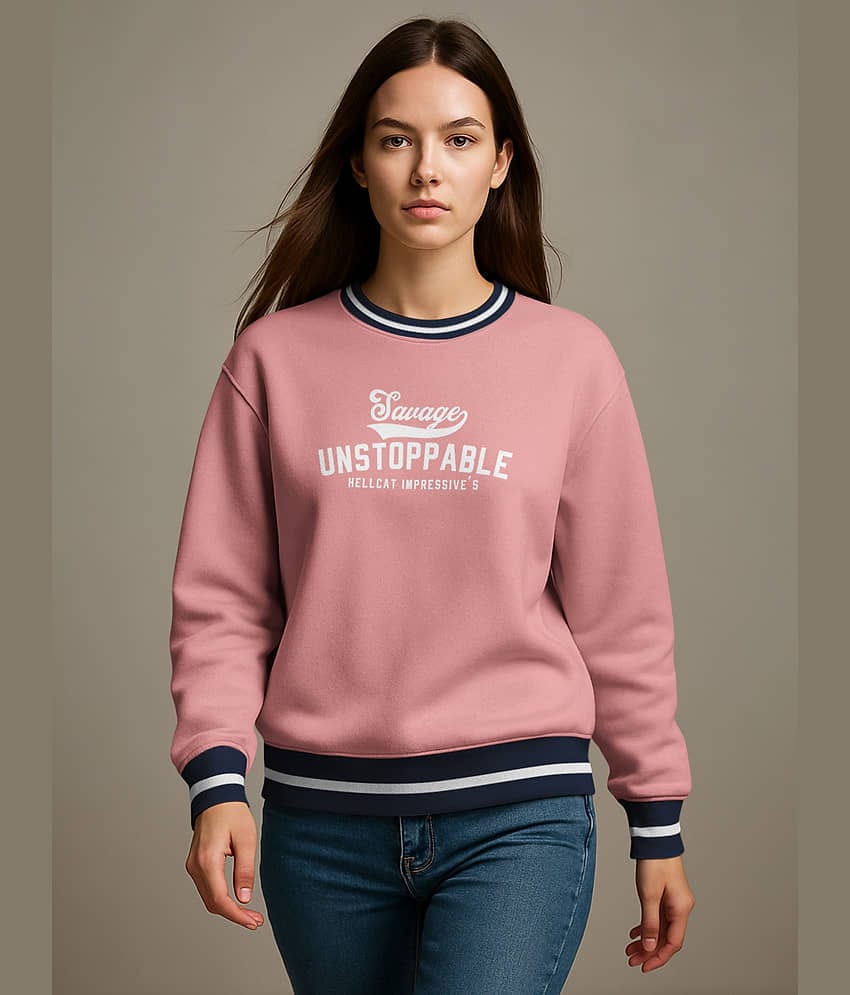 HELLCAT Tshirt for Woman | Full Sleeve Tshirt for Women | Varsity T Shirt for Women_Pink