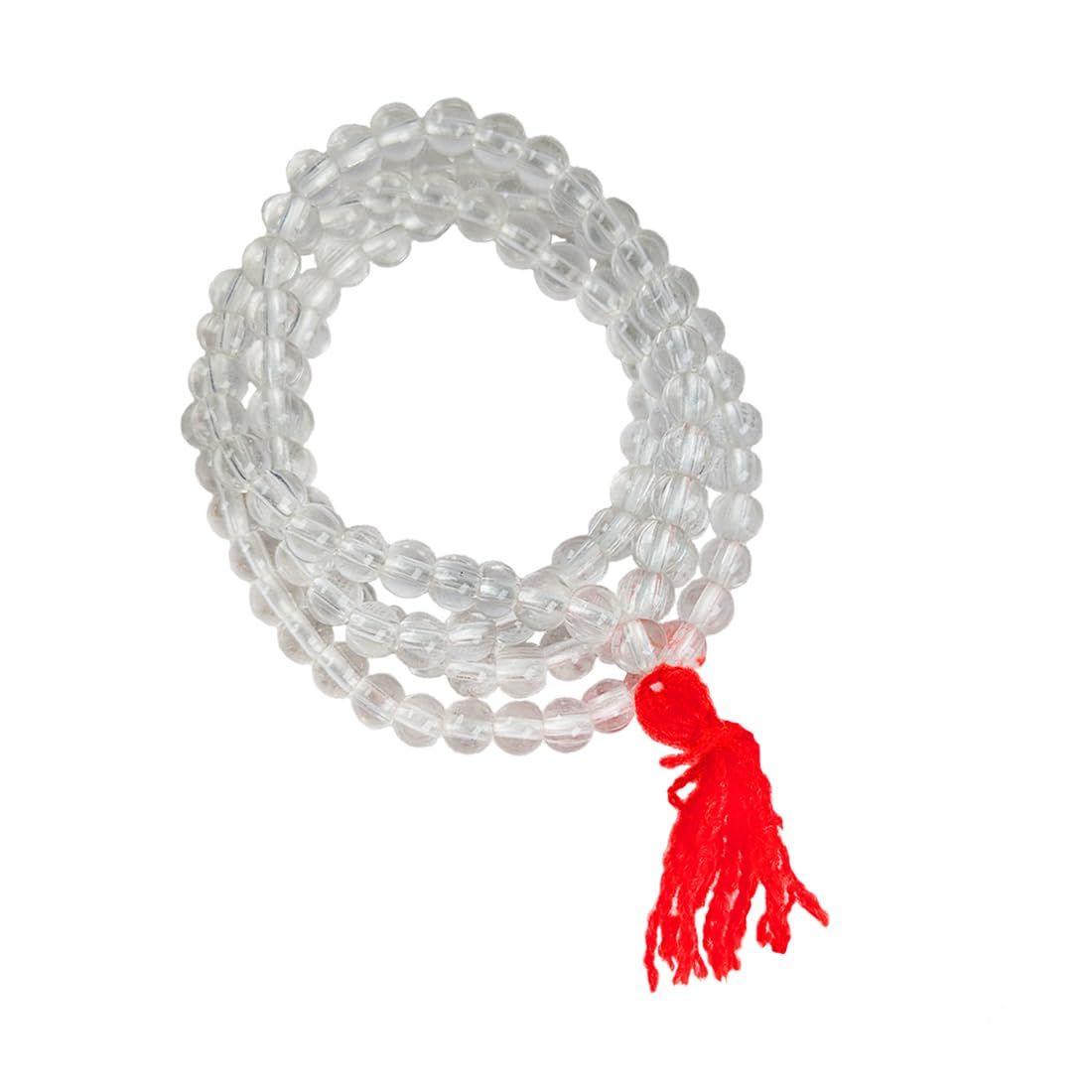 MAYAPURI Sphatik Mala/Rock Crystal/Quartz Stones/Spadigam Malai (5.1-6mm)