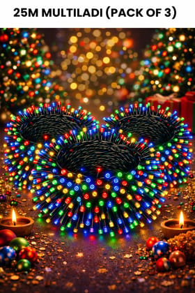 SPARKWORLD 21 Meter Multicolor LED Decorative Rice Light (Pack of 3) | Festival & Party String Ladi with Steady Glow SPARKWORLD 21 Meter Multicolor LED Decorative Rice Light (Pack of 3) | Festival & Party String Ladi with Steady Glow