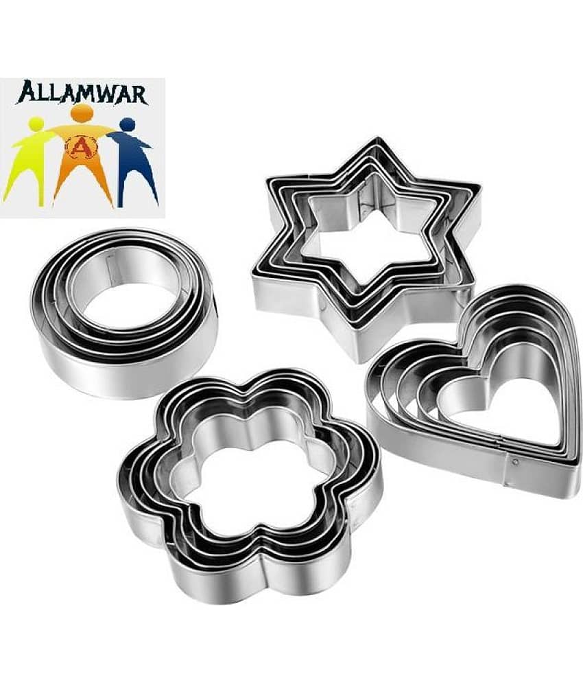 Allamwar 12pcs Stainless Steel Cookie Cutter Set Pastry Cookie Biscuit Cutter Cake Muffin Decor Mold Mould Multi Functional Tool