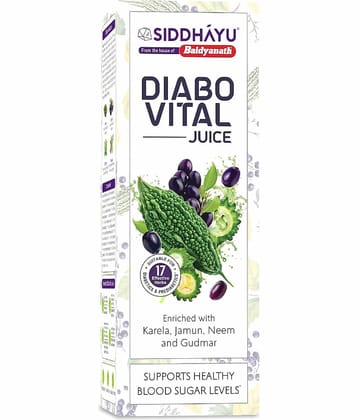 Baidyanath Asli Ayurved Diabo Vital Juice |1Liter | Herbal Blend with Karela, Jamun, Neem & Gudmar | No Added Sugar, Flavours or Colour