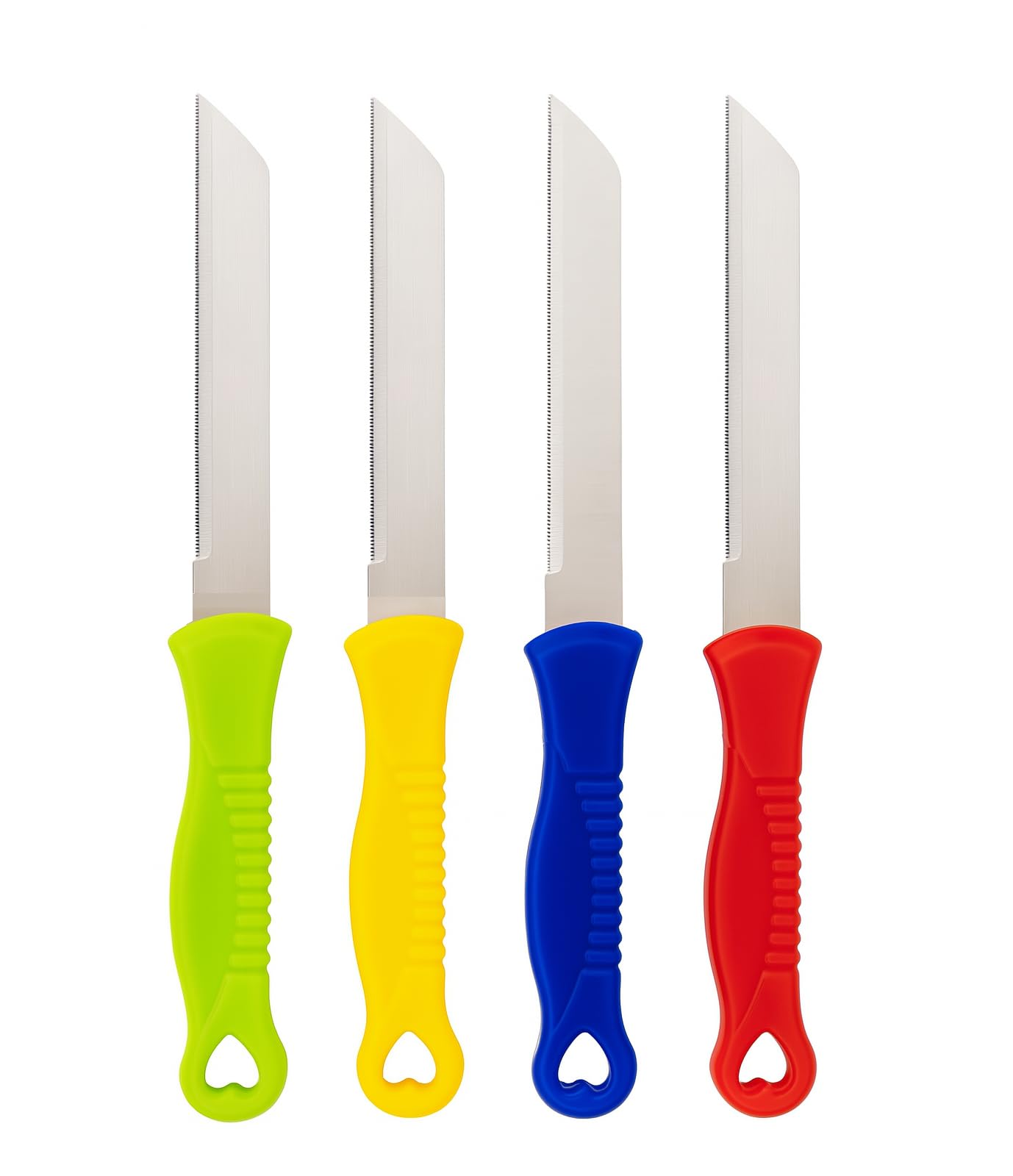 KARTHI7OCT STORE Serrated Kitchen Knives (Pack of 4) � Multicolor 19 cm Length � Stainless Steel Blades � Vegetable Chopper & Fruit Cutter � Utility Knife Set for Home Kitchen Use