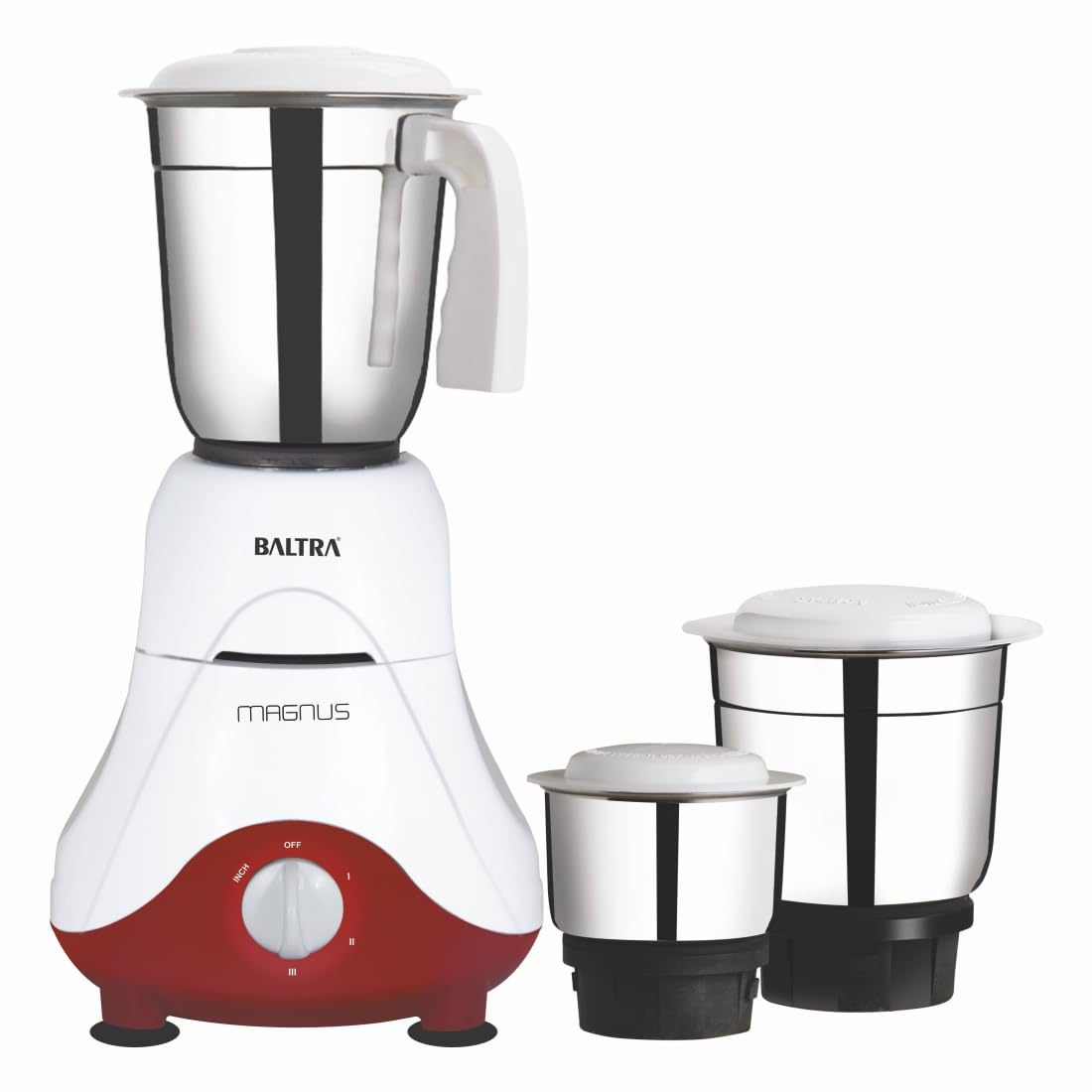 Baltra Magnus BMG-162 Mixer Grinder 550W | Best Mixie For Kitchen | Wet & Dry Grinding | 3 Stainless Steel Mixer Jars | Adjustable Speed Control, Low Noise, Overload Protection, 2-Year Warranty