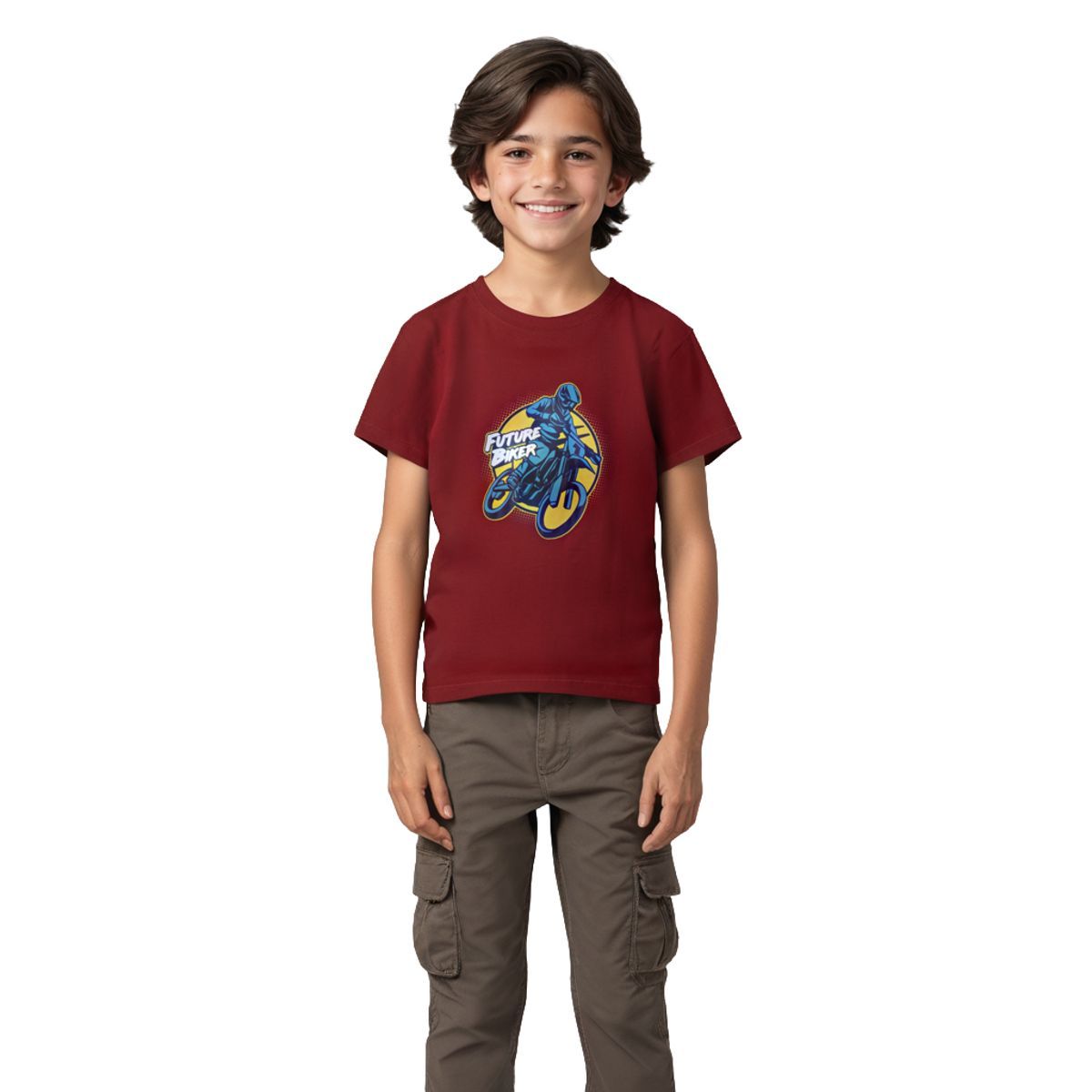 Boys T shirt Cotton Winery Red Future Biker