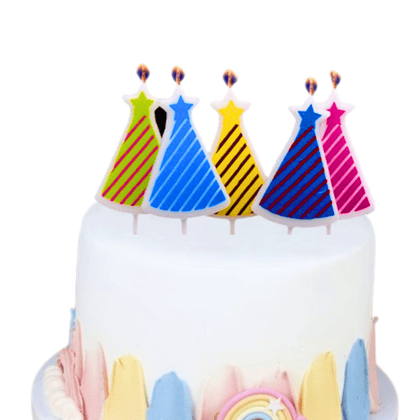 Colorful Birthday Hats Shaped Candle - Set of 5 PC Cake Decoration Supplies for Birthday Events